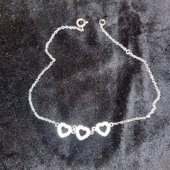 CZ diamond heart anklet - Picture 1 of 3